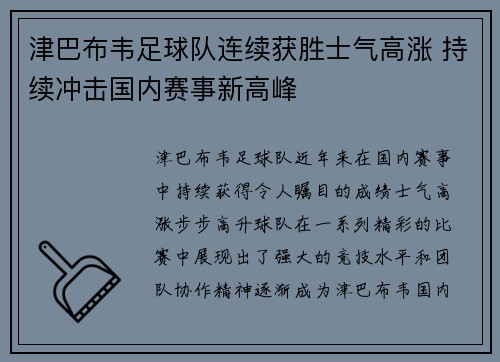津巴布韦足球队连续获胜士气高涨 持续冲击国内赛事新高峰